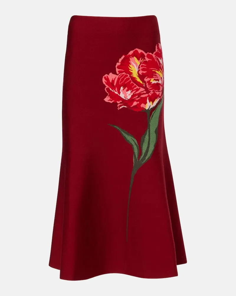 Carolina Herrera New York Midirock aus Jacquard Rot