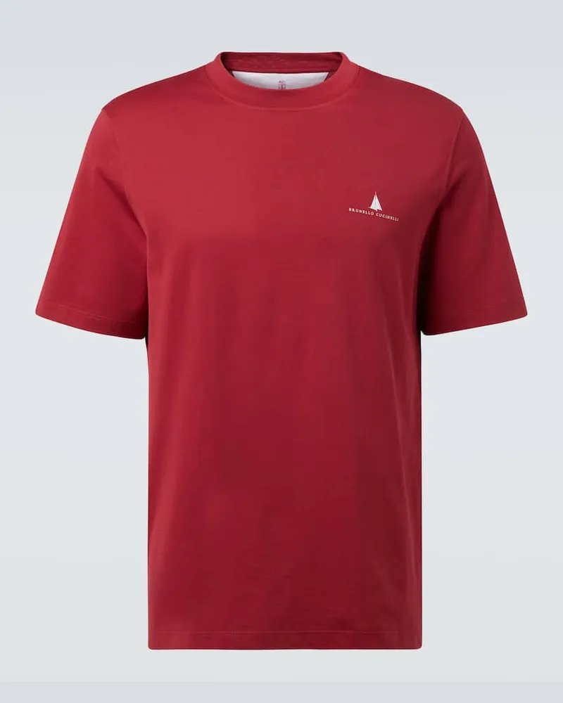 Brunello Cucinelli T-Shirt aus Baumwoll-Jersey Rot
