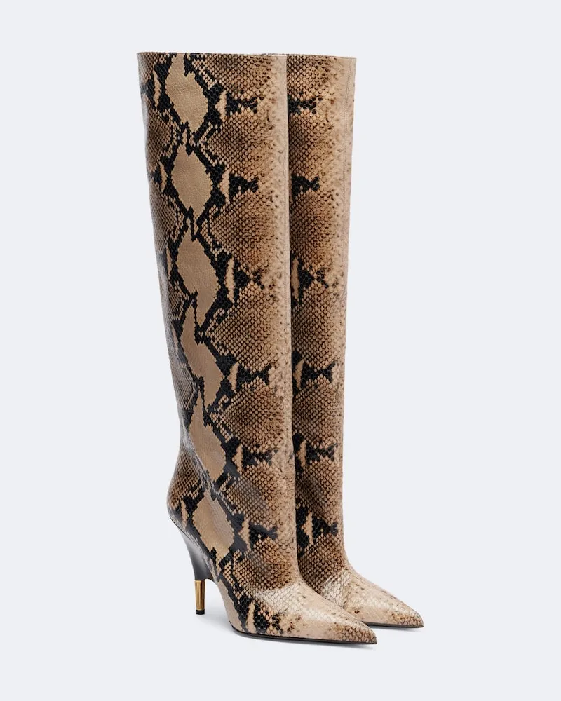 KHAITE Kniehohe Stiefel Bella aus Leder Braun