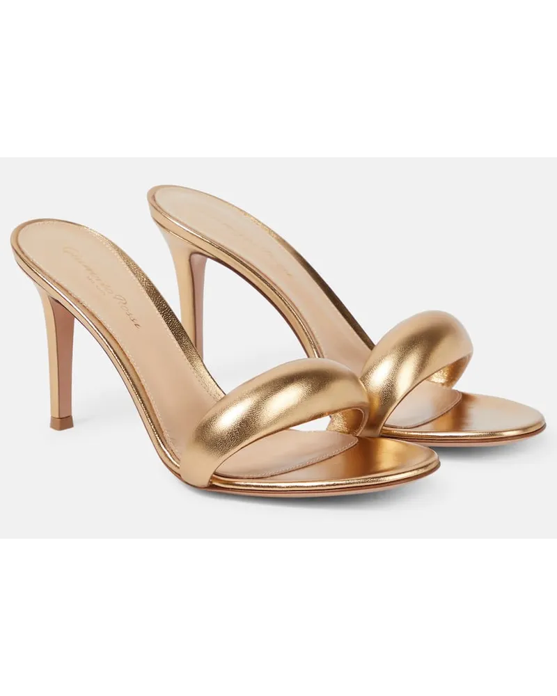 Gianvito Rossi Pantoletten Bijoux 85 aus Metallic-Leder Gold