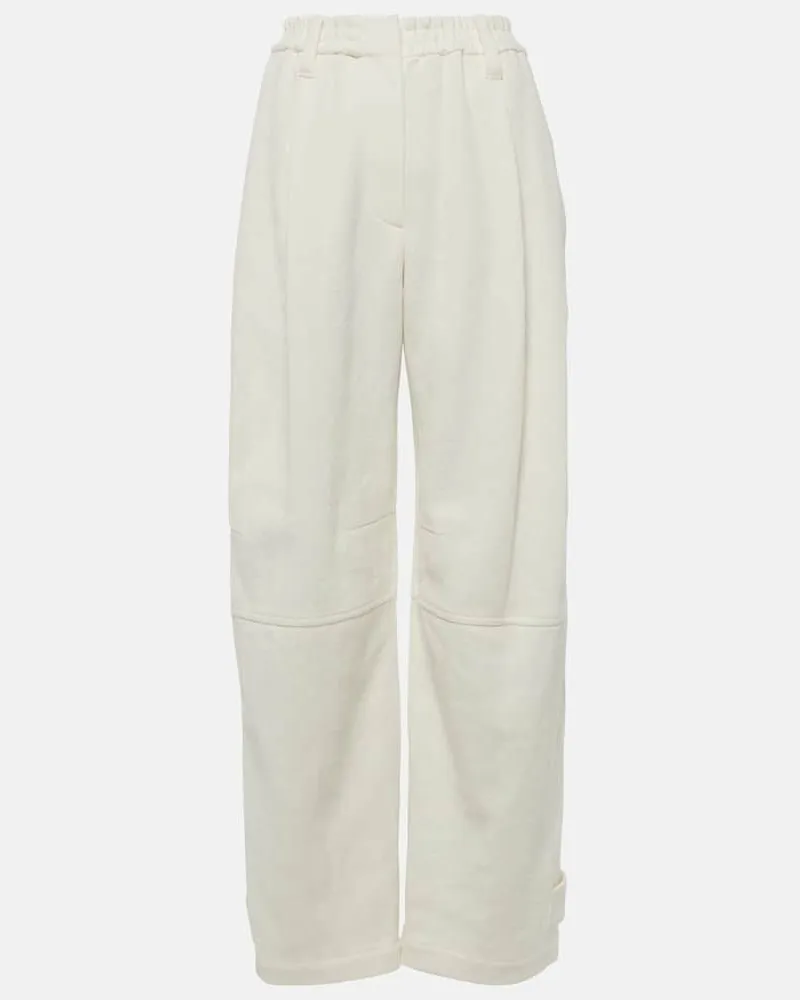 Brunello Cucinelli Gerade Hose aus Baumwolle und Leinen Weiß