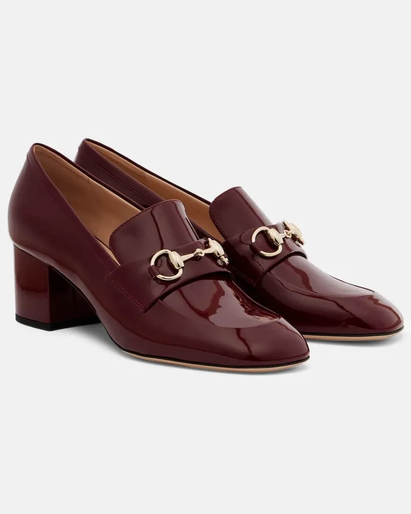 Gucci Loafer-Pumps Lady Horsebit aus Lackleder Burgunderrot