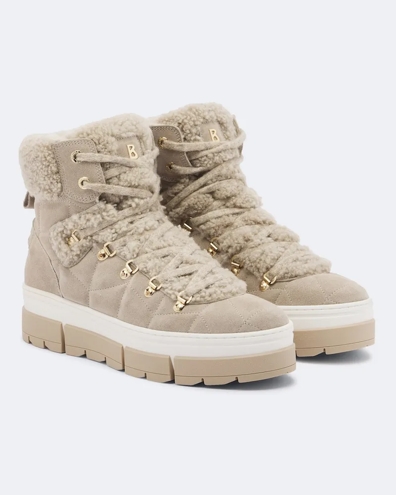 Bogner Ankle Boots Vaduz aus Veloursleder mit Shearling Beige