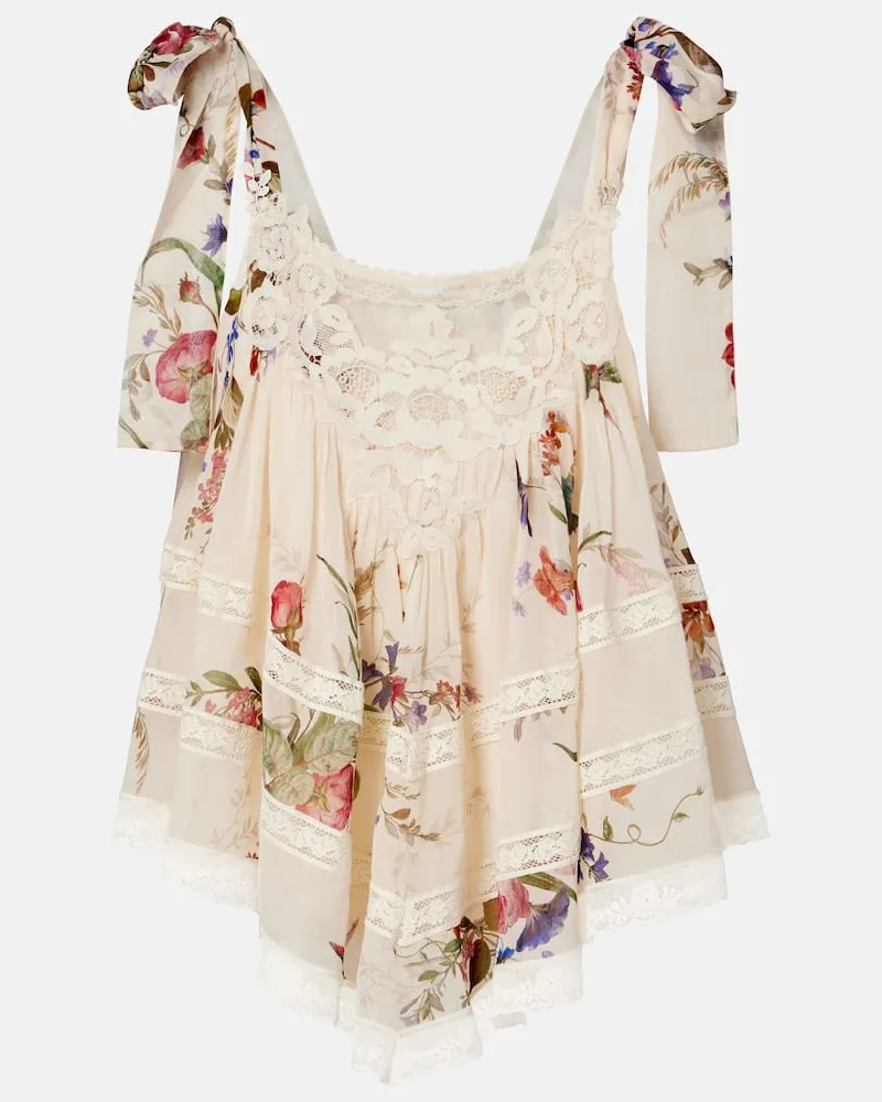 Zimmermann Top Patience aus Baumwolle und Seide Weiß