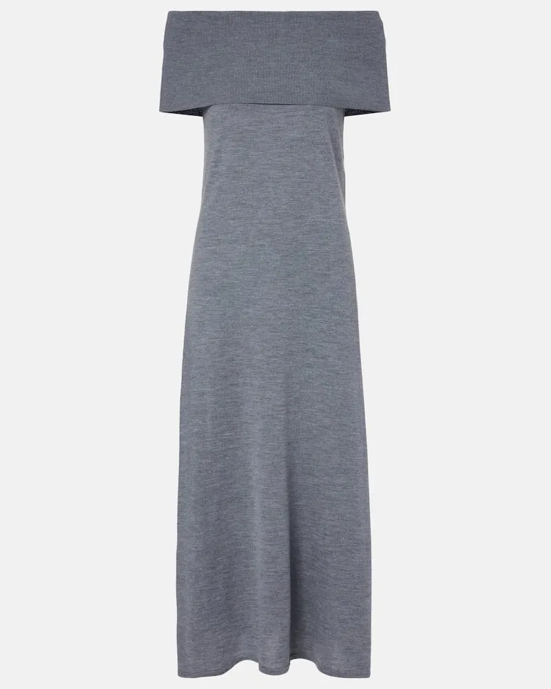 Jardin des Orangers Off-Shoulder-Maxikleid aus Schurwolle Grau