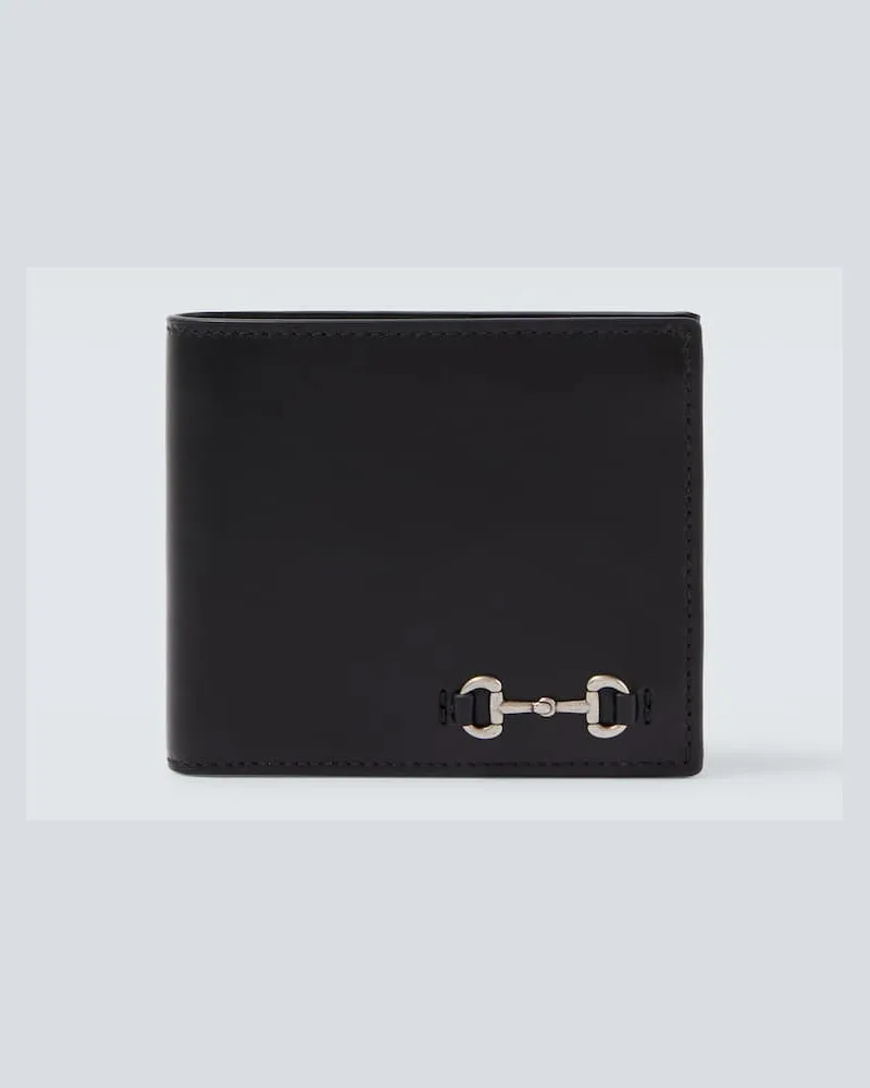 Gucci Portemonnaie Horsebit aus Leder Schwarz