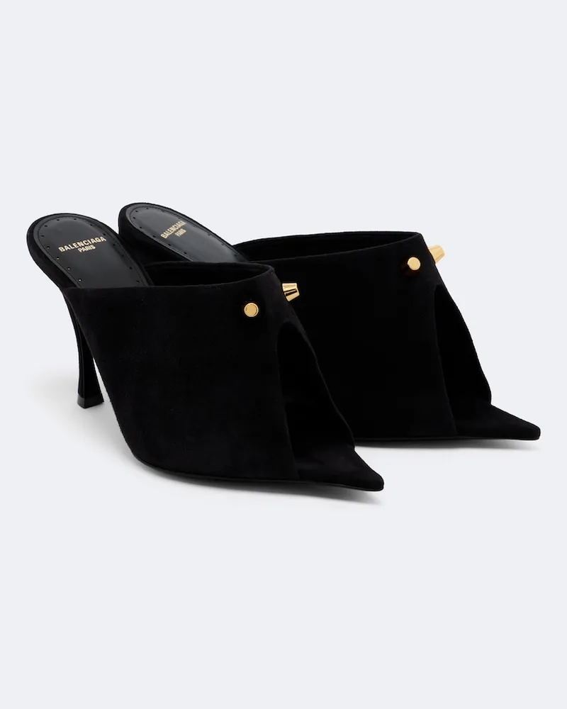 Balenciaga Pantoletten Midnight City aus Veloursleder Schwarz