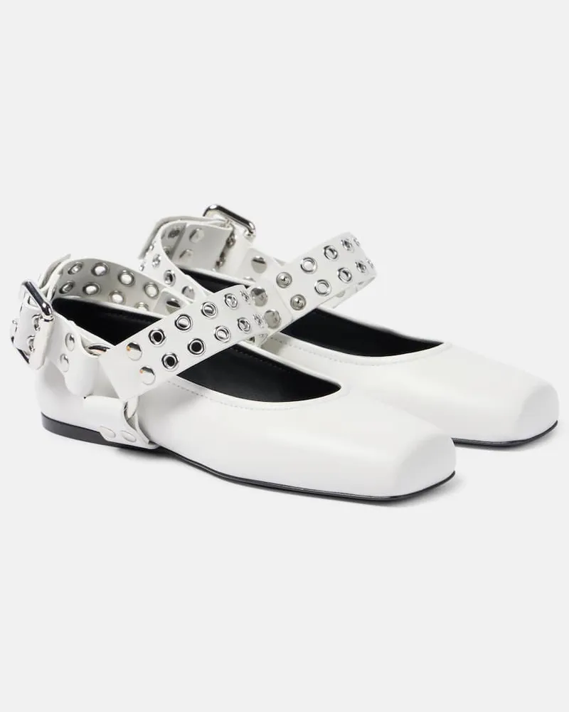 Alaïa Alaïa Verzierte Ballerinas aus Leder Weiß