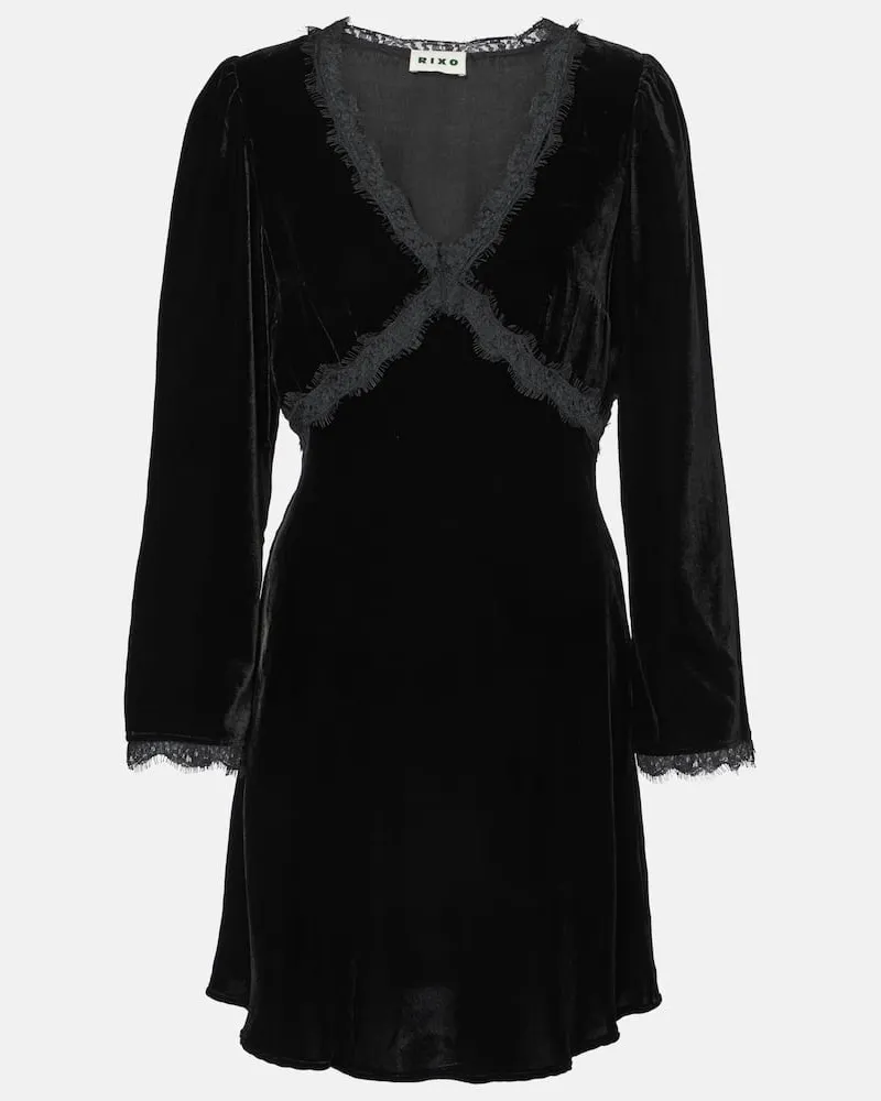 RIXO Minikleid Macie aus Samt mit Spitze Schwarz