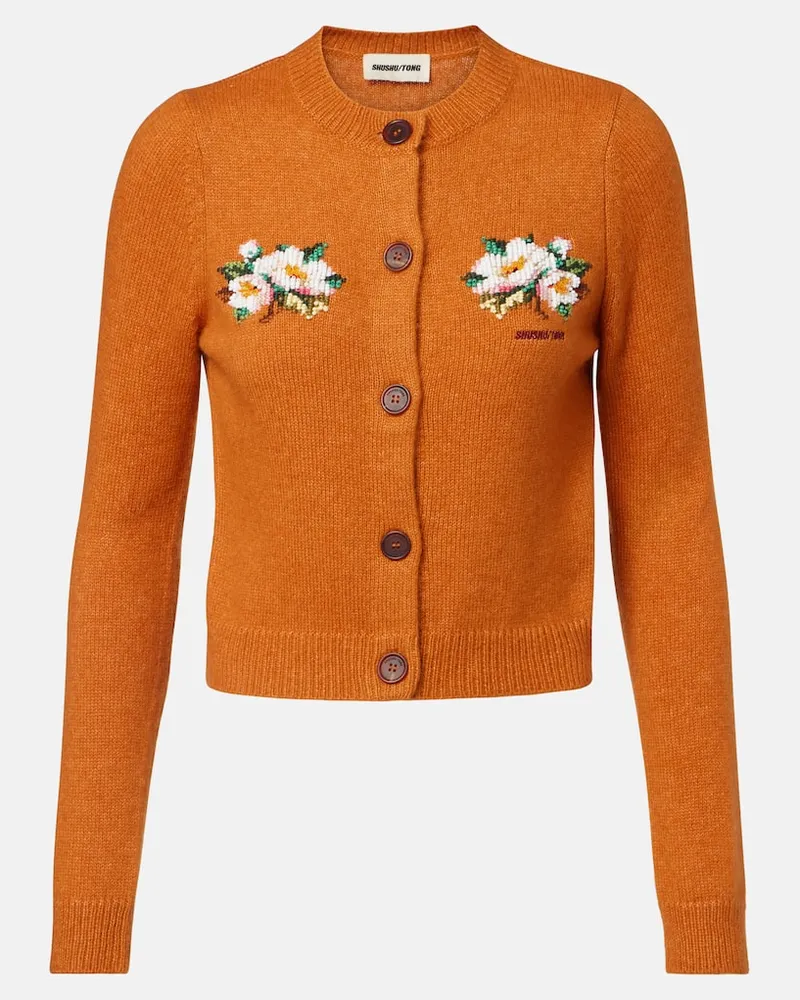 SHUSHU/TONG Cardigan aus Kaschmir und Baumwolle Orange