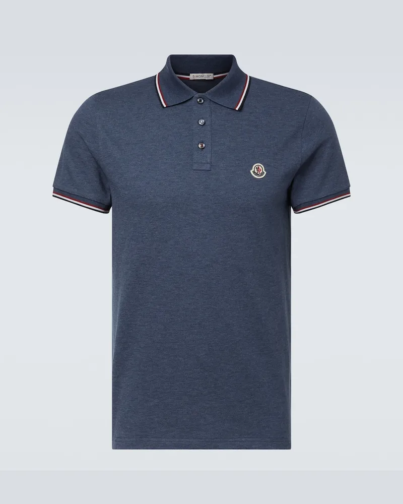 Moncler Polohemd aus Baumwoll-Piqué Blau