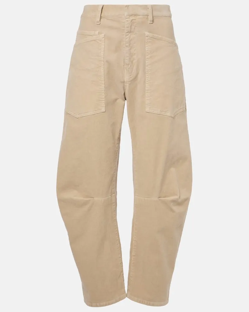 Nili Lotan Mid-Rise-Hose Shon aus Cord Weiß