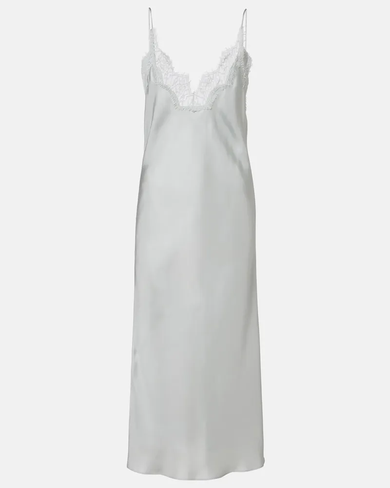 Róhe Róhe Slipdress aus Seide mit Spitze Blau