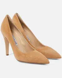 Manolo Blahnik Pumps Nelirapla 105 aus Veloursleder Beige