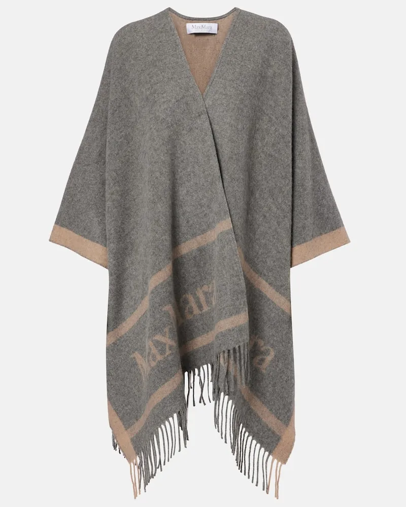Max Mara Cape Hilde aus Woll-Jacquard Grau