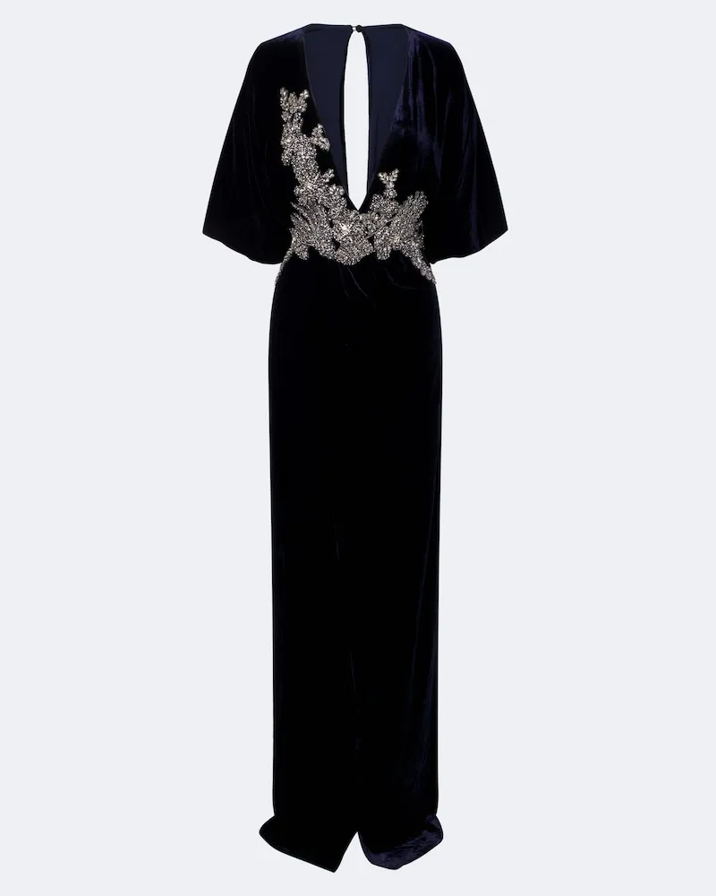 COSTARELLOS Robe aus Samt mit Kristallen Blau
