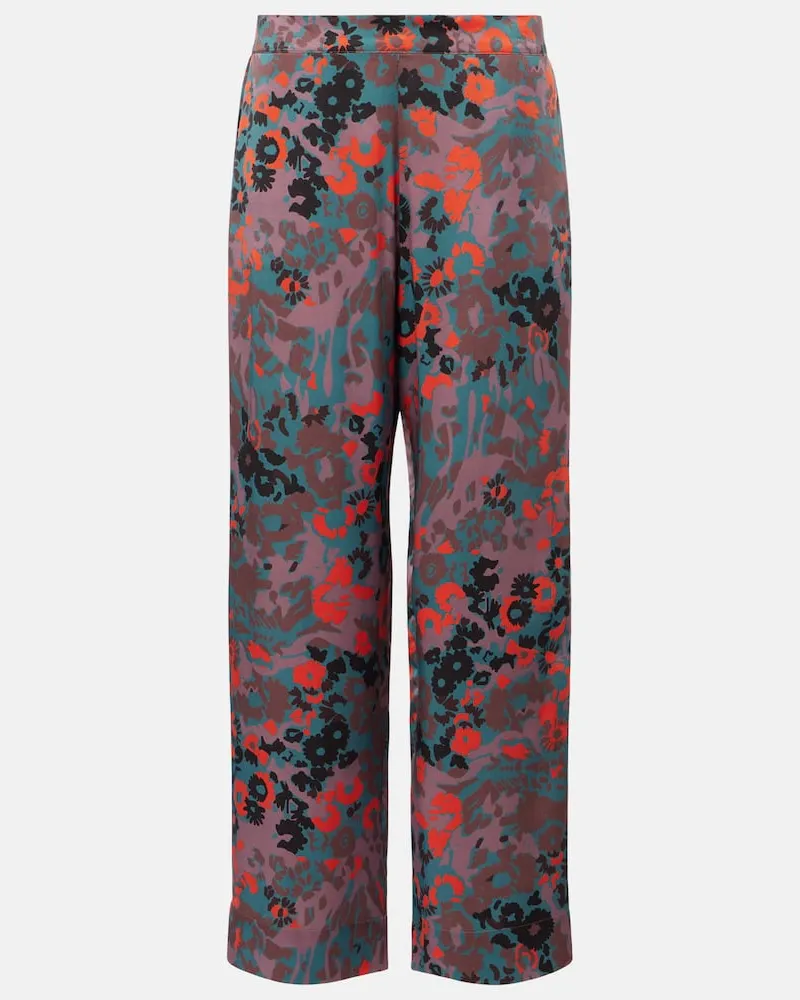 ASCENO Gerade Hose aus Seiden-Charmeuse Multicolor
