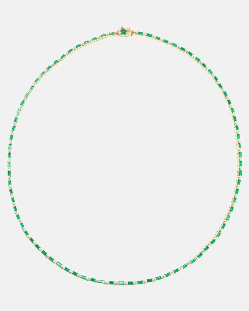 Suzanne Kalan Halskette Linear aus 18kt Gelbgold mit Smaragden Grün