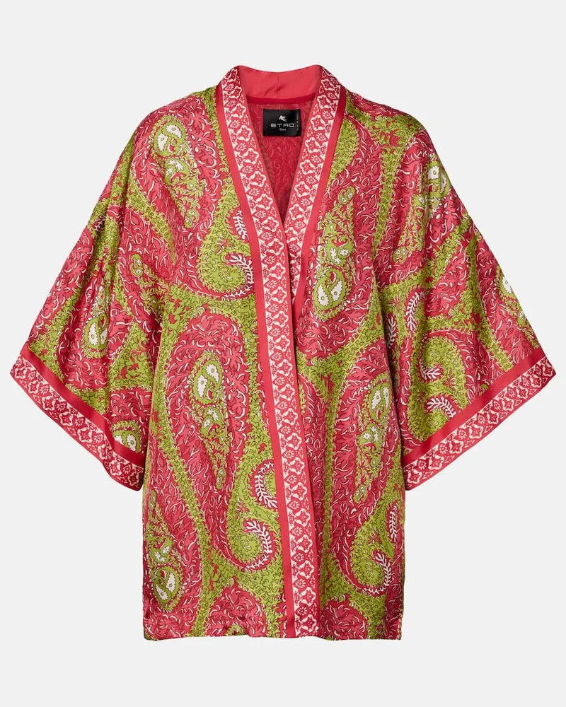 Etro Bedruckte Jacke aus Seiden-Twill Rot