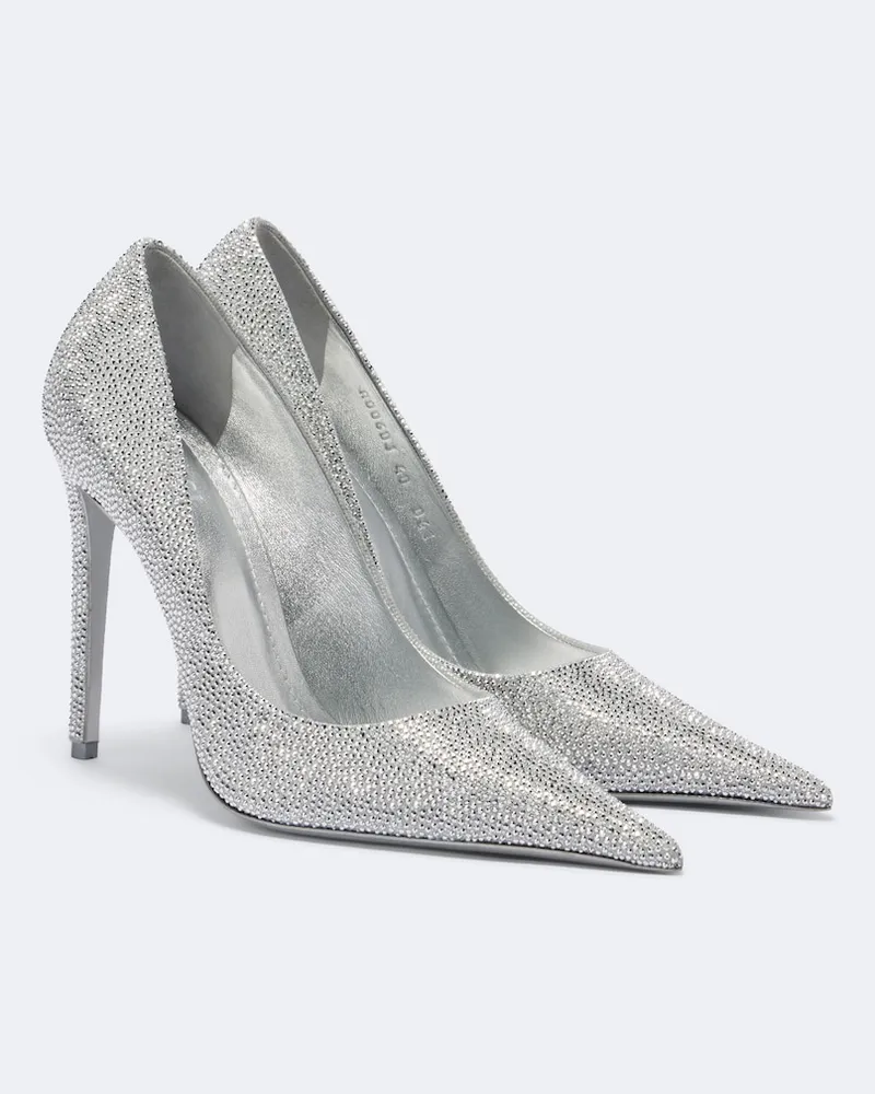 Gucci Verzierte Pumps Donna aus Metallic-Leder Silber