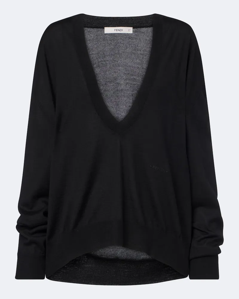 Fendi Pullover aus Kaschmir und Seide Schwarz
