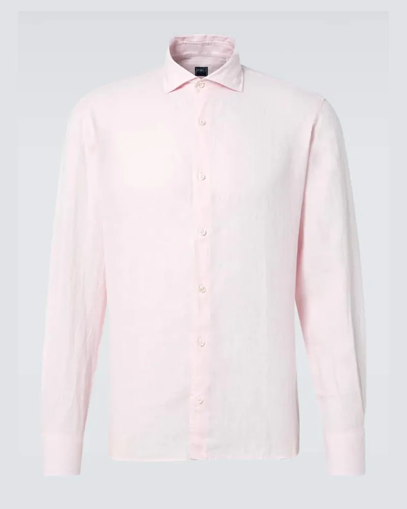Fedeli Oxford-Hemd aus Leinen Pink