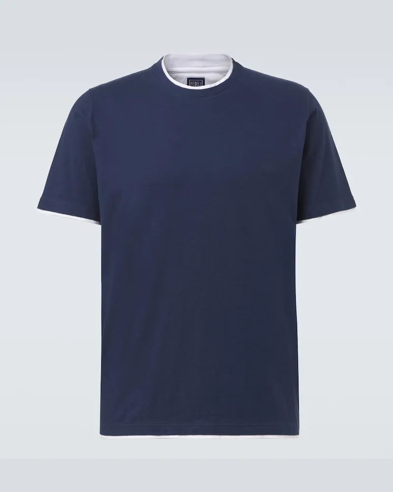 Fedeli T-Shirt aus Baumwoll-Jersey Blau
