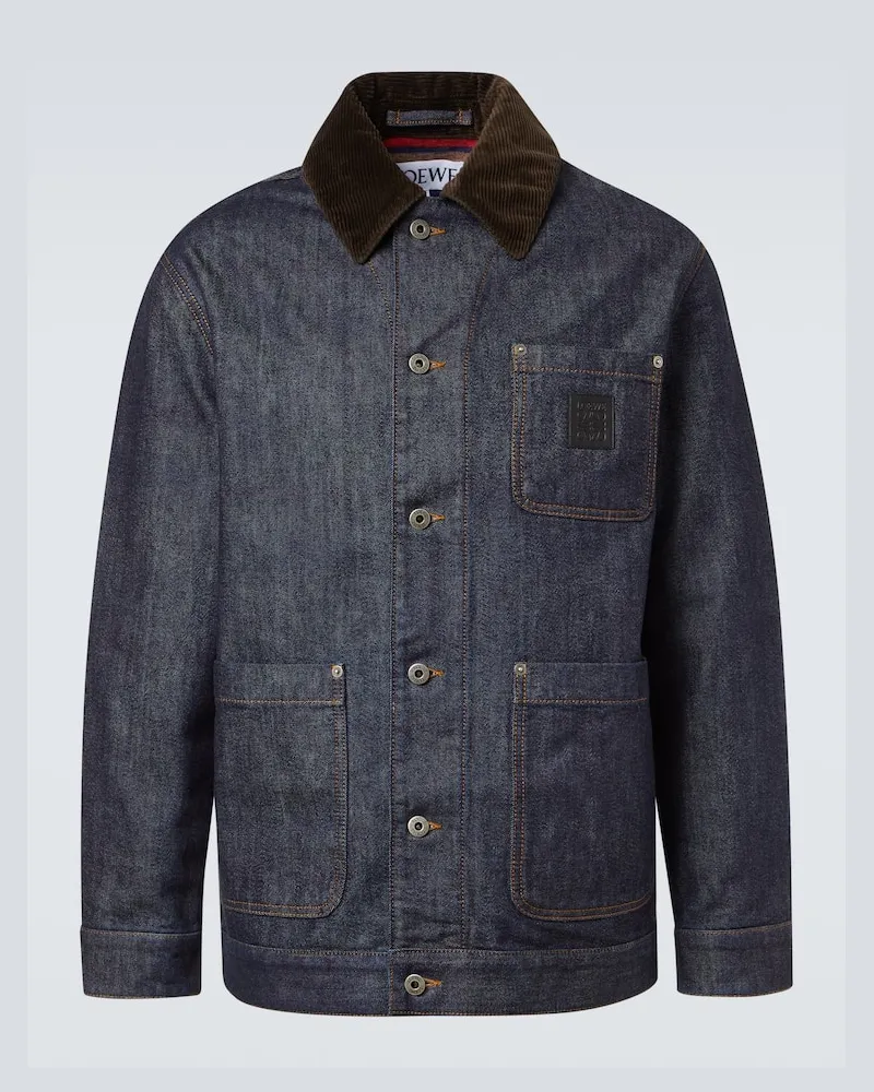 Loewe Jeansjacke mit Cord Blau