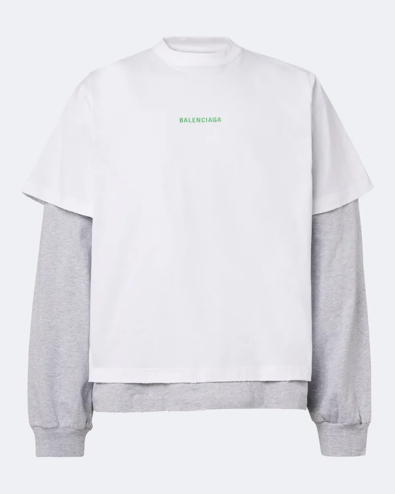 Balenciaga Longsleeve aus Baumwoll-Jersey Weiß