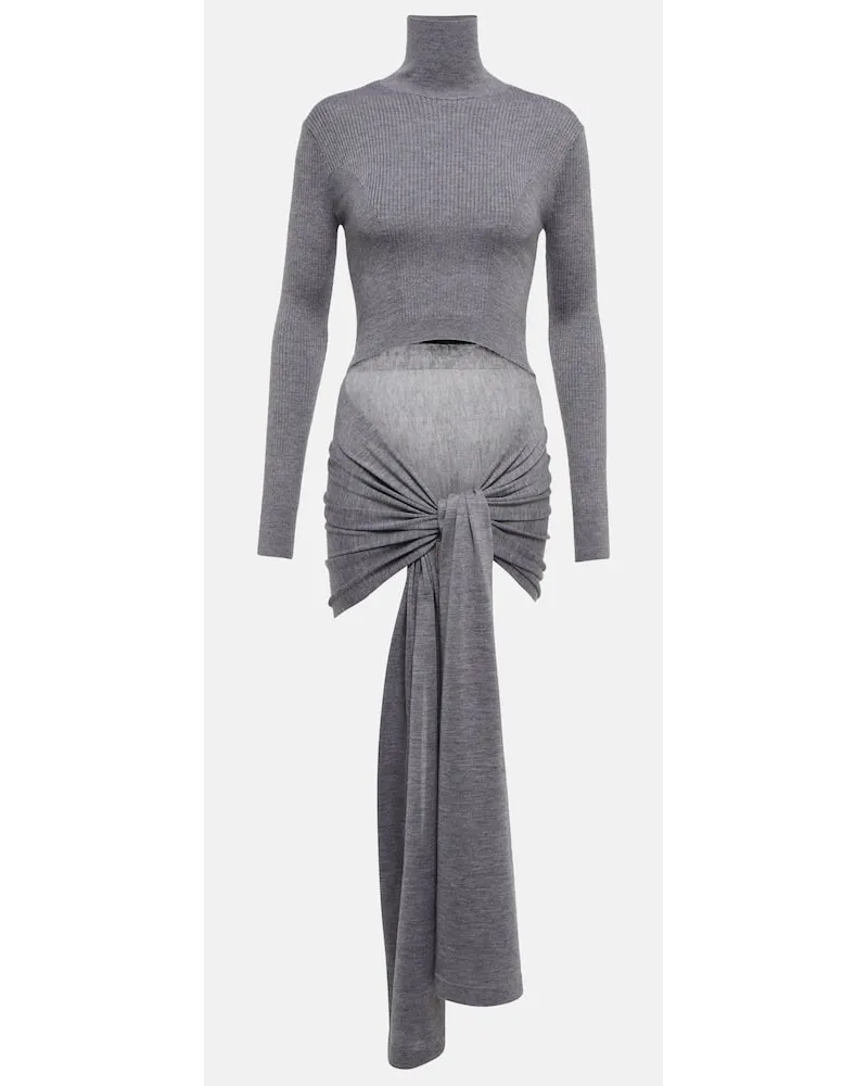 Alaïa Alaïa Rollkragenpullover aus Kaschmir und Seide Grau