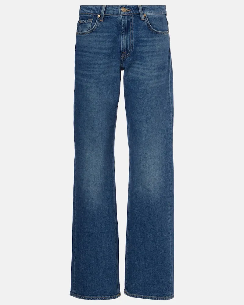 7 for all mankind High-Rise Straight Jeans Tess Blau
