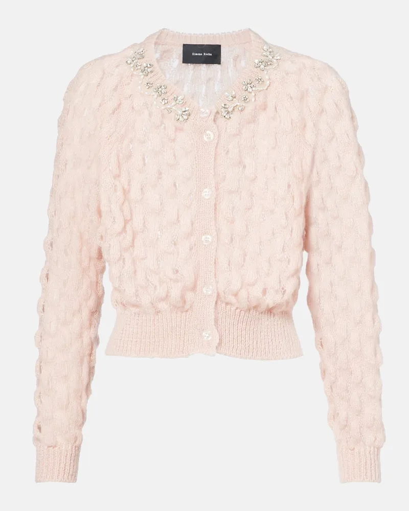 Simone Rocha Verzierter Cardigan aus einem Mohairgemisch Rosa