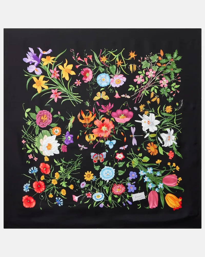 Gucci Tuch Gucci Flora aus Seiden-Twill Schwarz