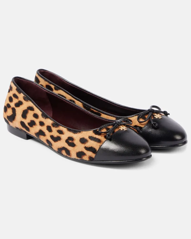 Tory Burch Bedruckte Ballerinas aus Kalbshaar und Leder Multicolor