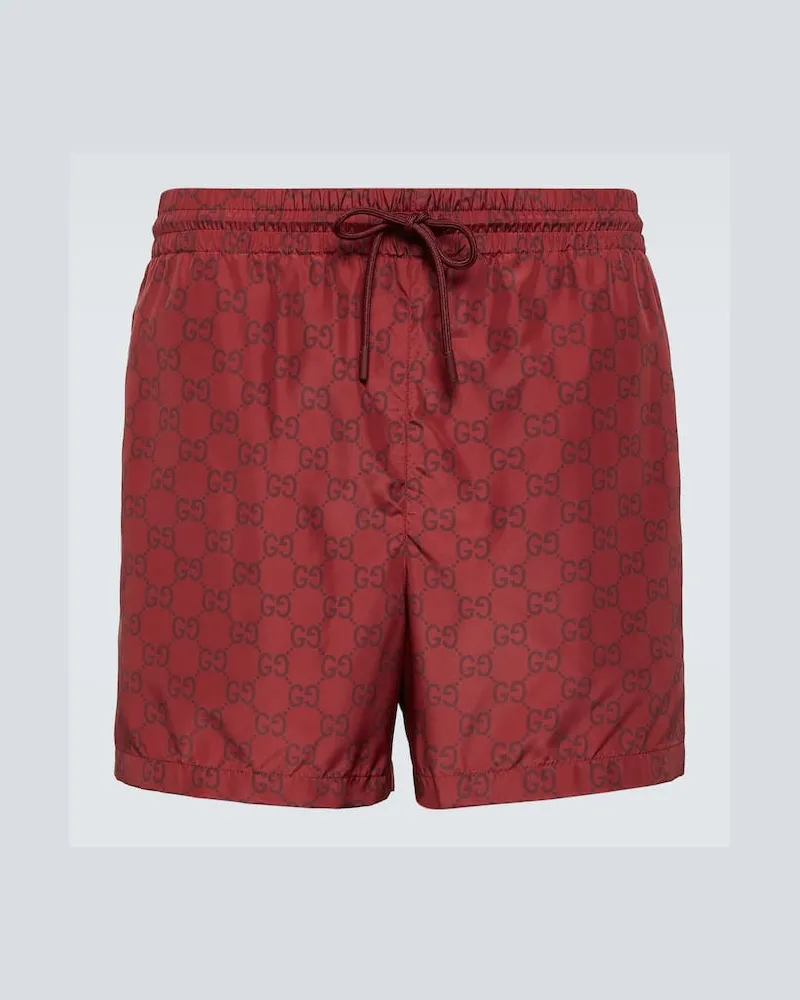 Gucci Badeshorts GG Burgunderrot