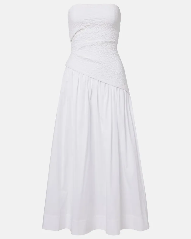 STAUD Midikleid Nia aus Baumwolle Weiß