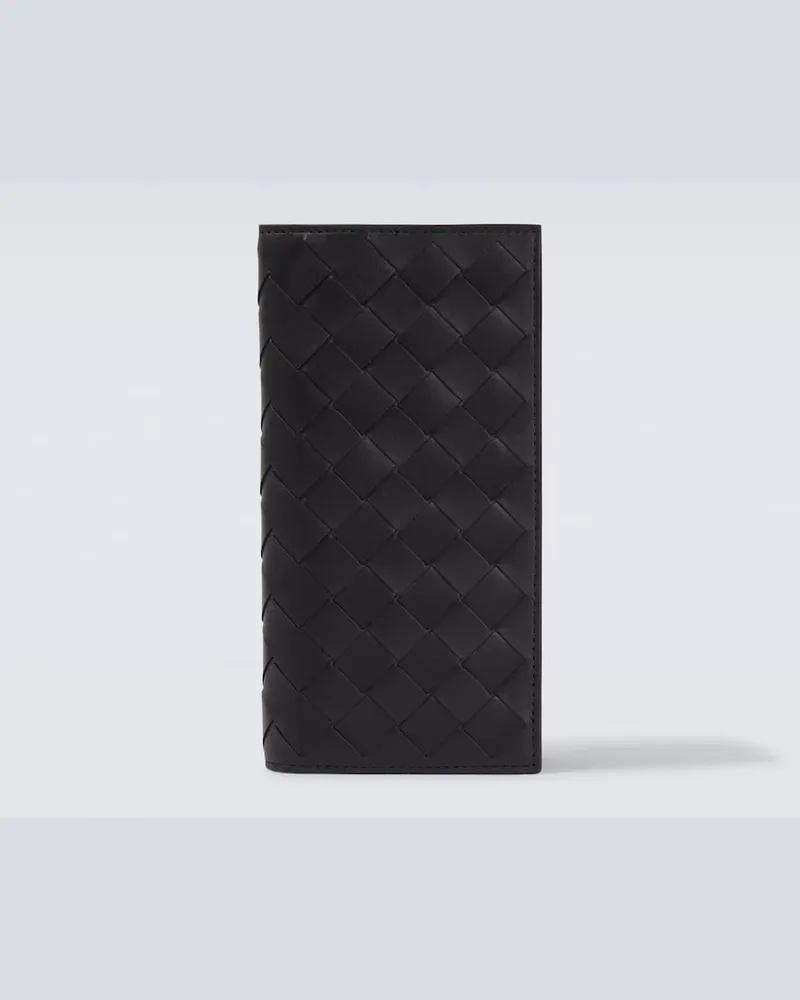 Bottega Veneta Kartenetui Intrecciato aus Leder Schwarz
