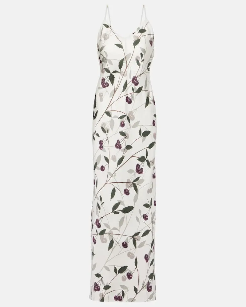 Stella McCartney Bedrucktes Maxikleid aus Seide Weiß