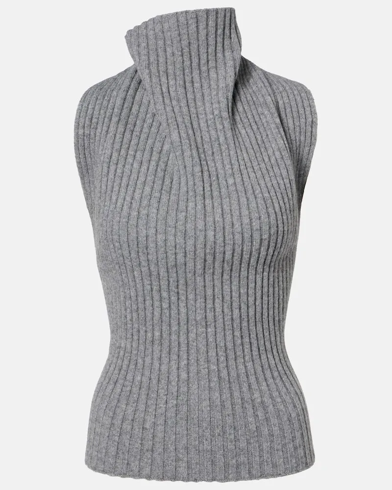 Victoria Beckham Top aus Rippstrick Grau