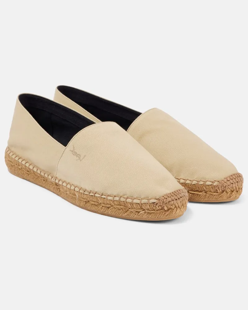 Saint Laurent Espadrilles Cassandre aus Baumwoll-Gabardine Beige