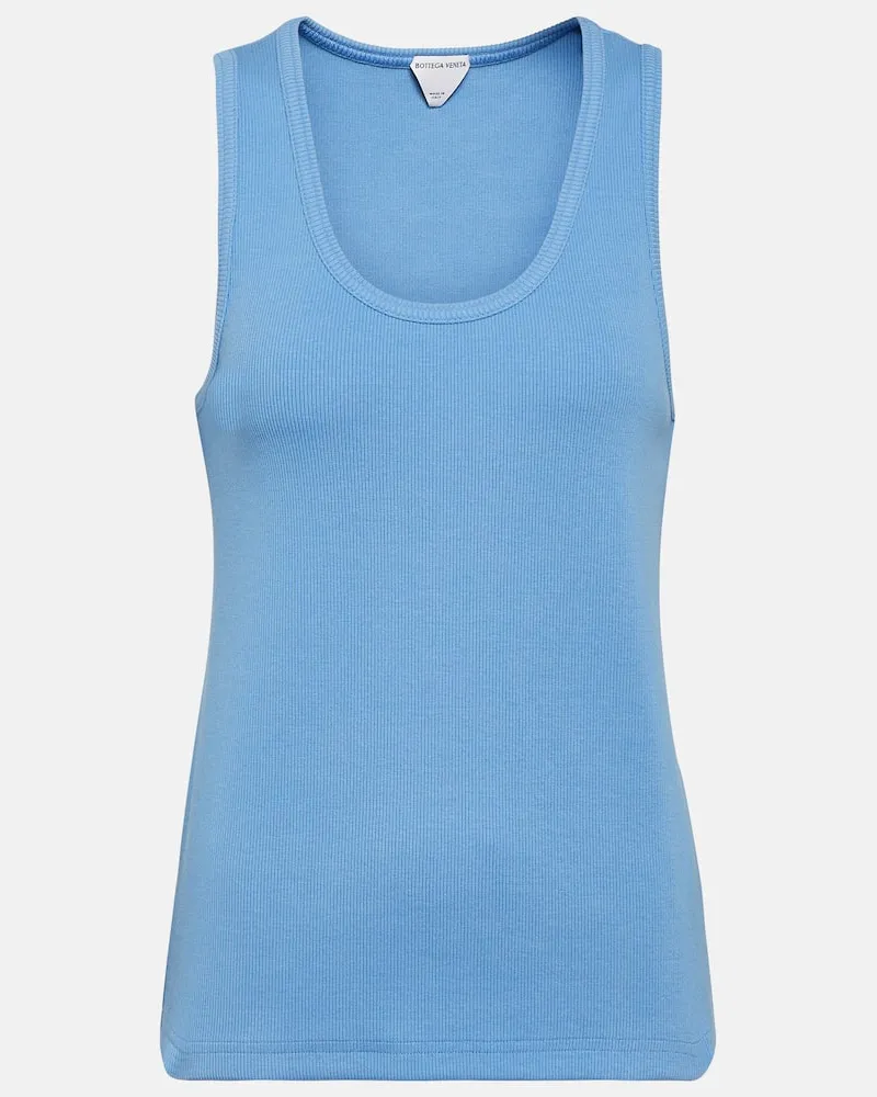 Bottega Veneta Top aus einem Baumwollgemisch Blau