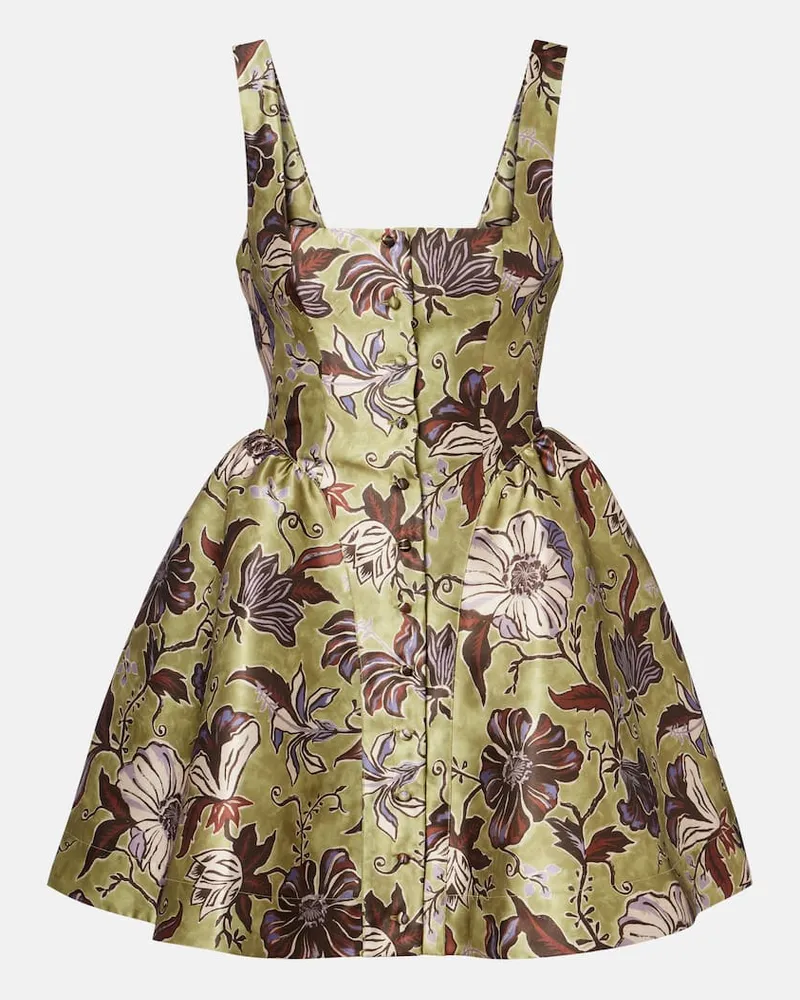 ALEMAIS Alémais Bedrucktes Minikleid Citron Flounce Grün