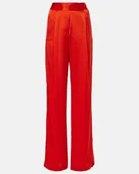 The Sei Weite High-Rise-Hose aus Seidensatin Rot