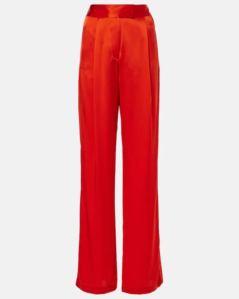 The Sei Weite High-Rise-Hose aus Seidensatin Rot