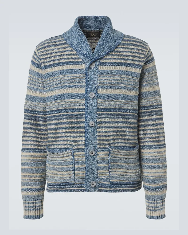 RRL Cardigan aus Baumwolle und Leinen Blau