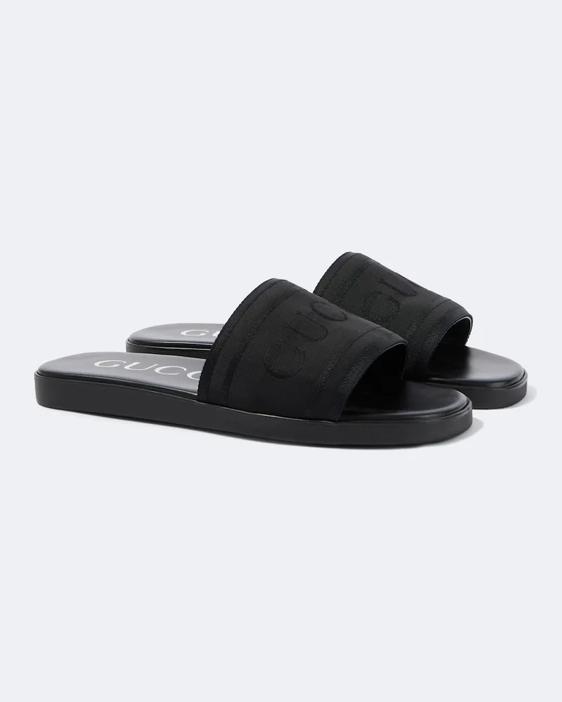 Gucci Pantoletten aus Canvas und Leder Schwarz