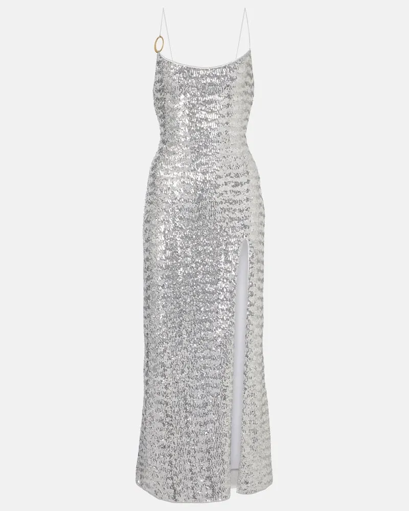 Oséree Oséree Maxikleid Pailettes mit Pailletten Silber
