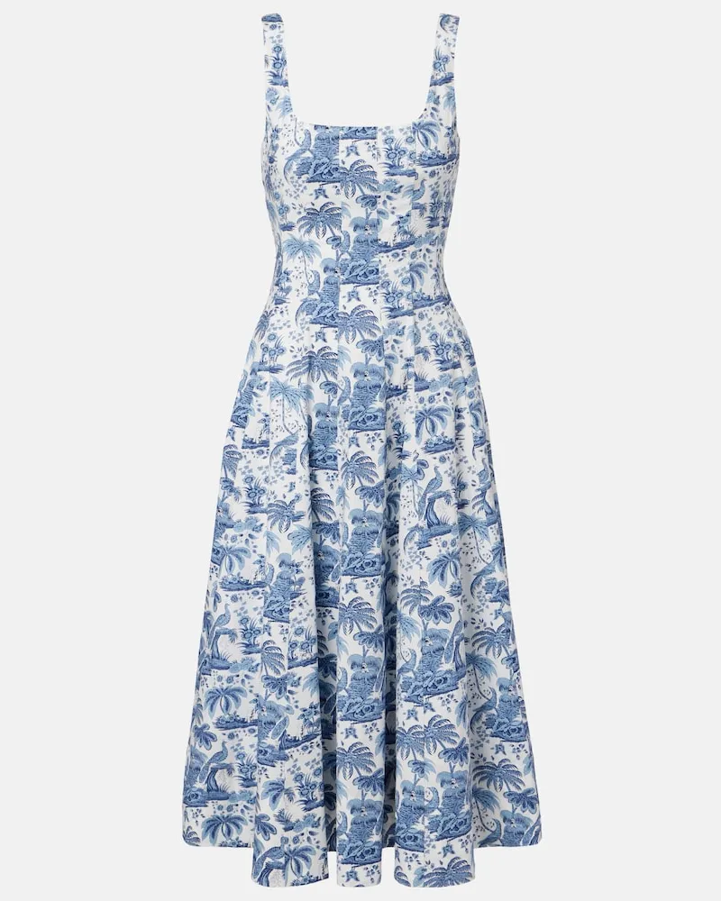 STAUD Midikleid Wells aus Baumwollpopeline Blau