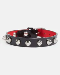 Christian Louboutin Verziertes Armband Loubilink aus Lackleder Schwarz