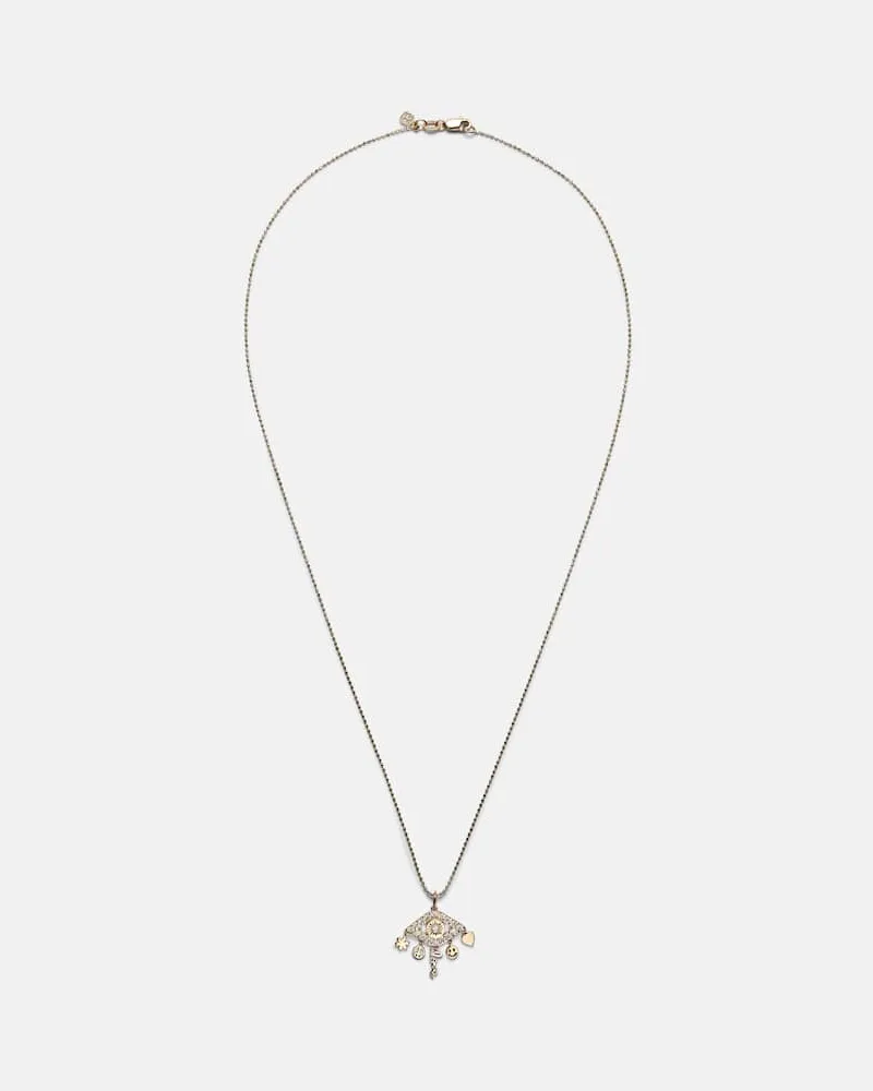 Sydney Evan Halskette Evil Eye aus 14kt Gelbgold mit Diamanten Gold